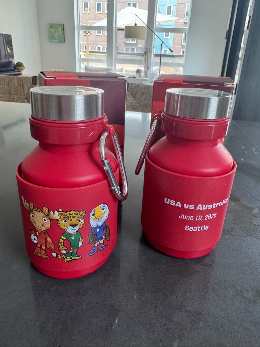 2 World Cup USA vs Australia Water Bottles